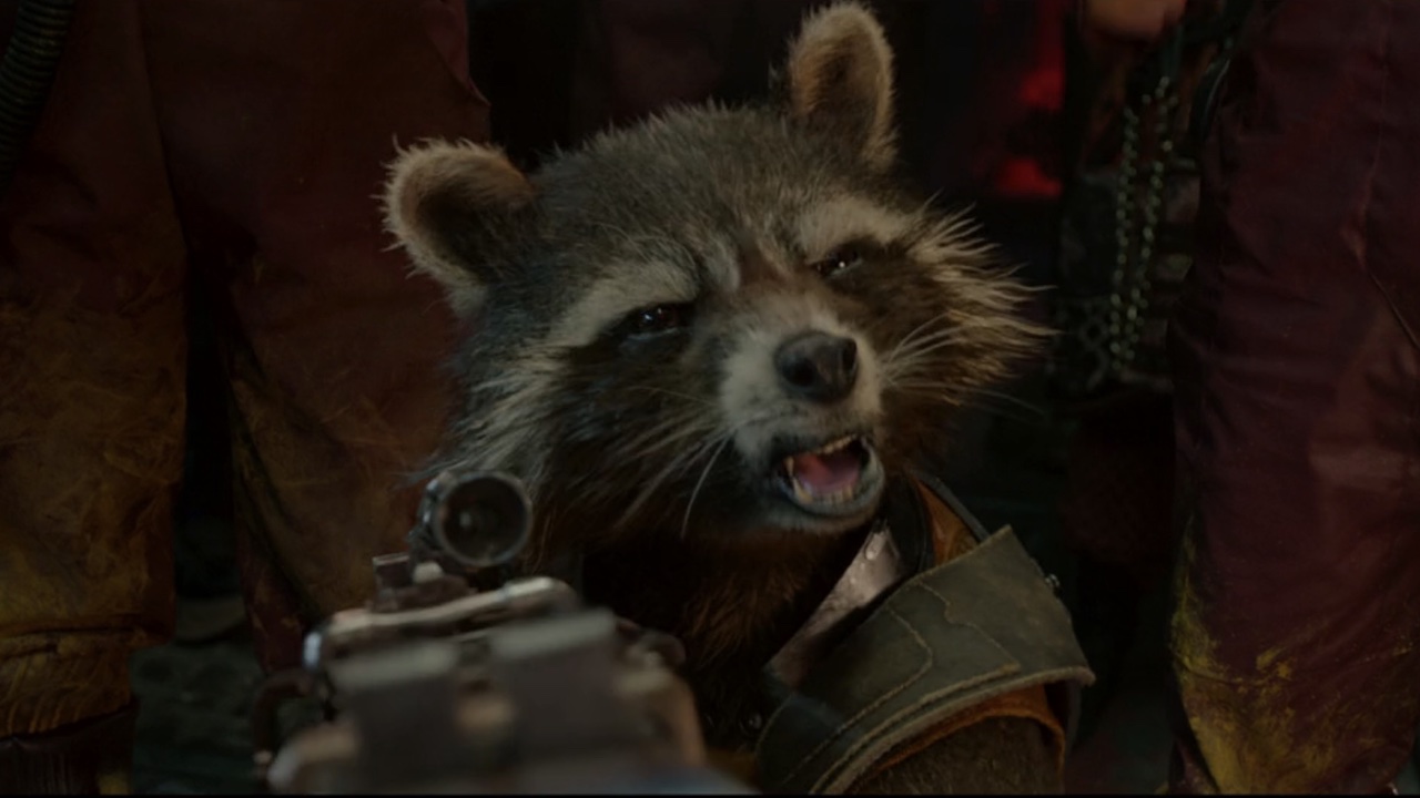 Rocket with gun in Guardians of the Galaxy