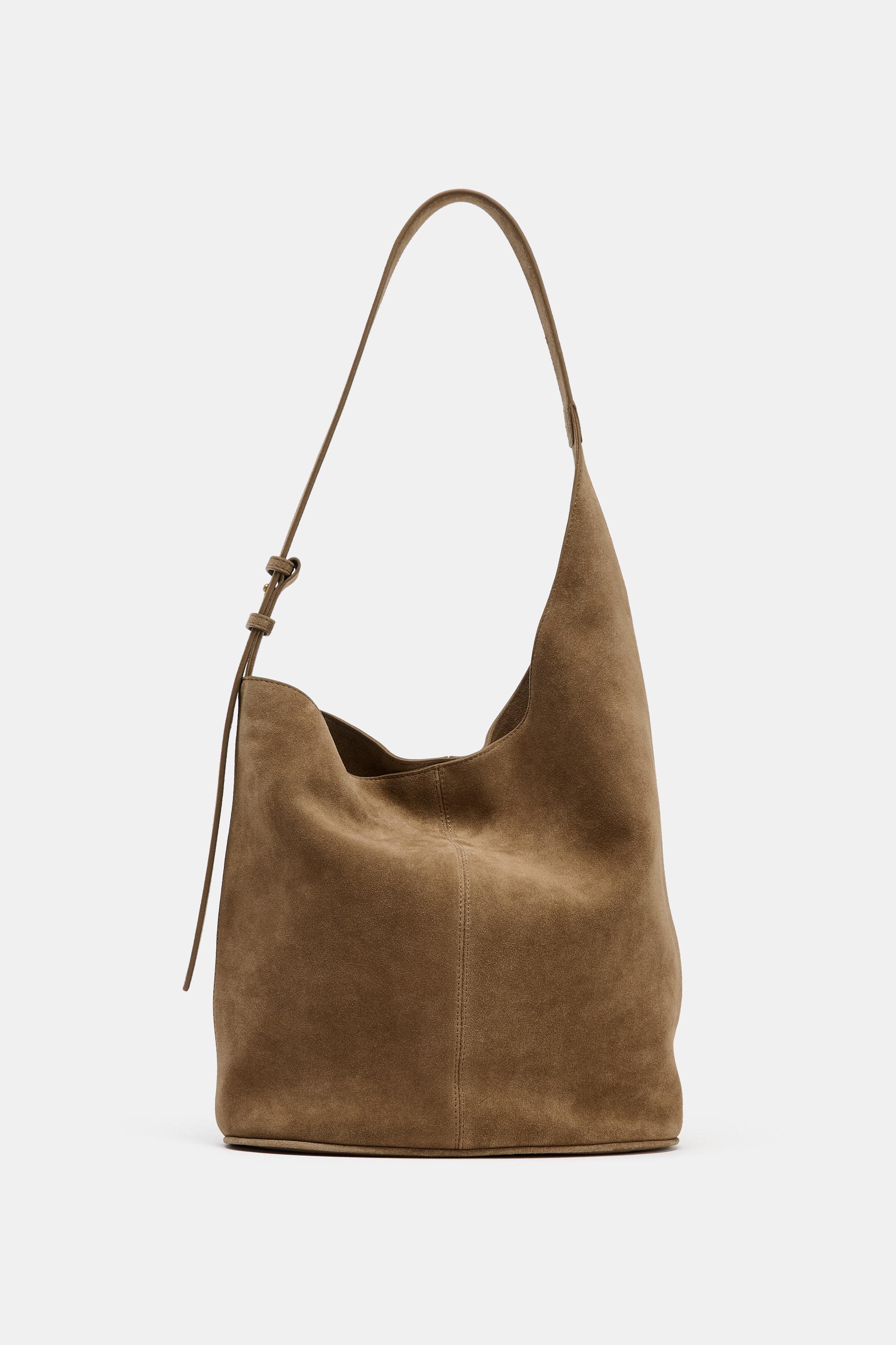 Asymmetric Leather Bucket Bag