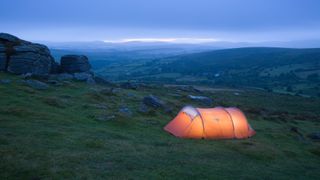 Tent pitched on Dartmoor
