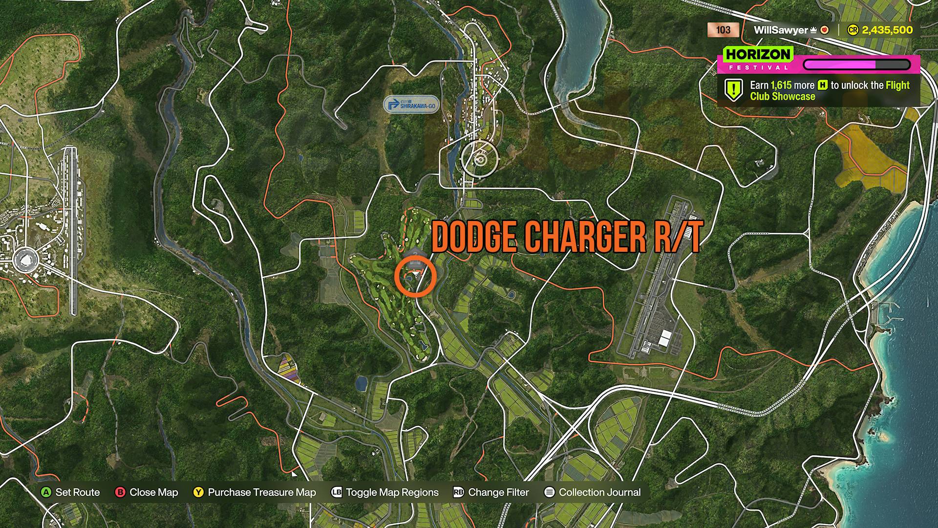Forza Horizon 6 Treasure Cars map Dodge Charger in Minamino