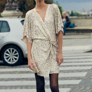 Zara tie-front sequin dress