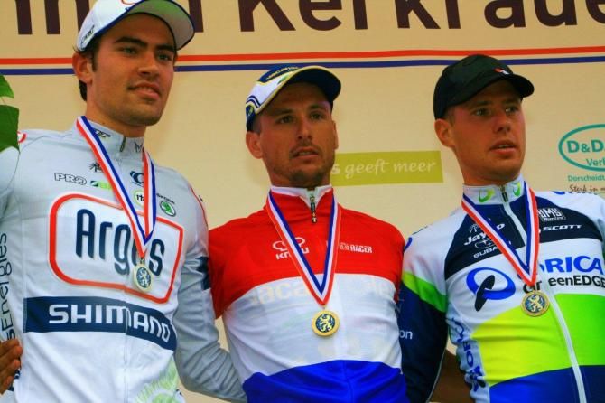 The podium in Kerkrade: Dumoulin, Hoogerland and Langeveld