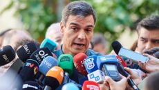 PM Pedro Sanchez outside a polling station in Madrid, 23 July 2023
