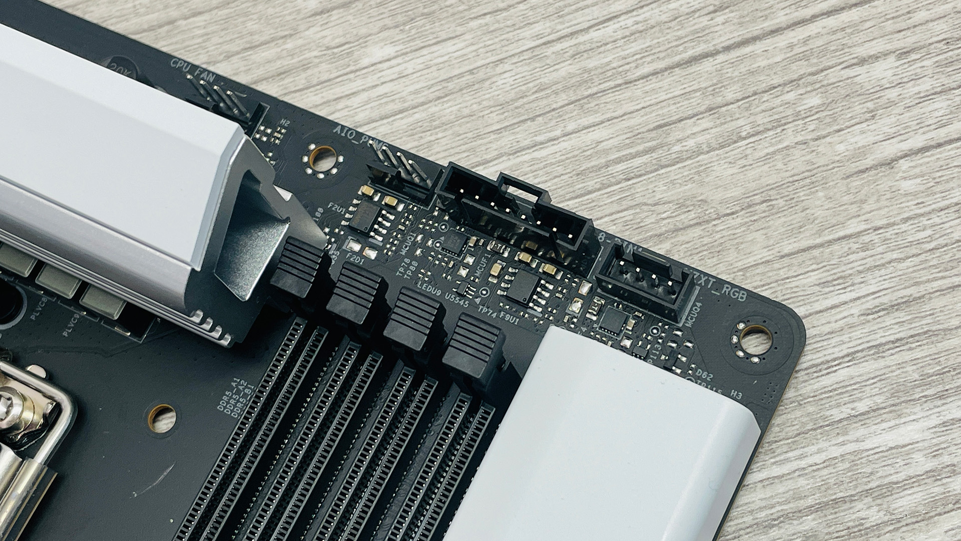 NZXT motherboard's fan headers on show.