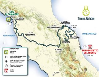 The route map of the 2019 Tirreno-Adriatico