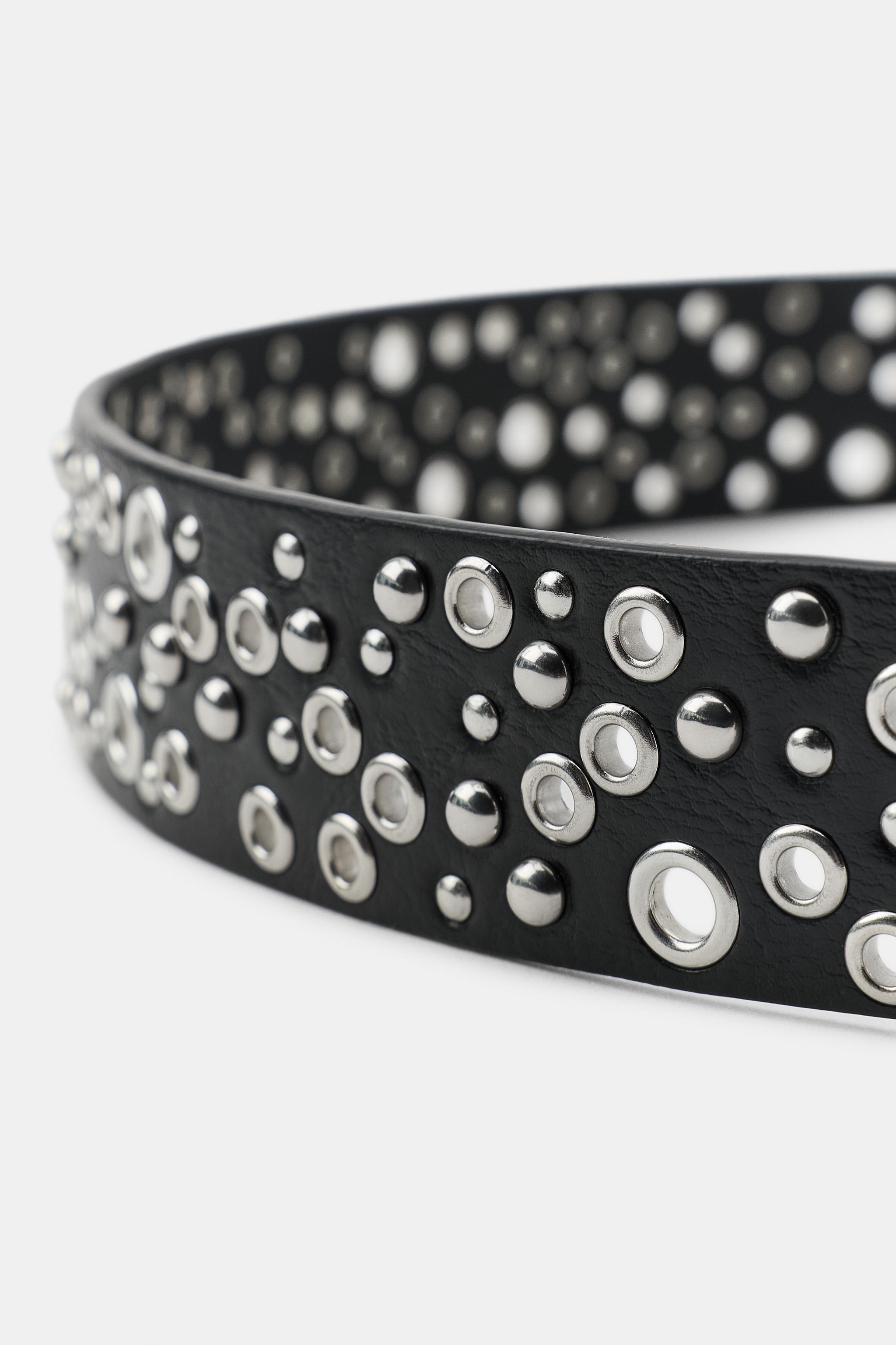 Perforated Stud Leather Effect Belt
