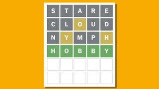 Wordle answer 765 on a yellow background