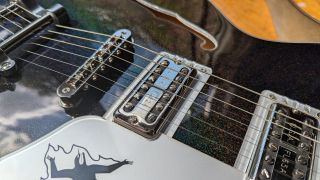 Close up of the bridge pickup on the Gretsch Electromatic John Gourley Broadkaster