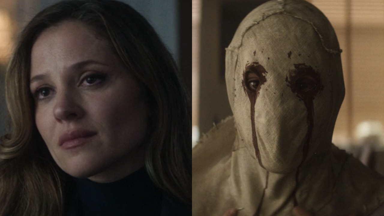 Heather Glenn (Margarita Levieva) talks to Wilson Fisk and also puts on Muse's mask on Daredevil: Born Again.