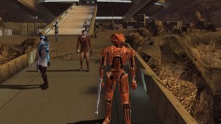 Knights of the Old Republic screen - HK47 and a couple meatbags
