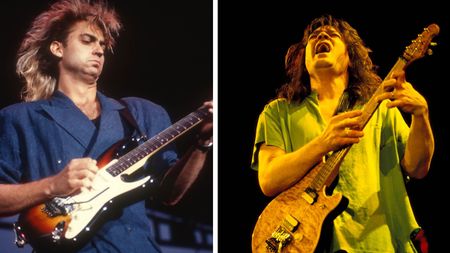 Steve Farris plays a Strat with Mr Mister, while Eddie Van Halen takes a two-handed tapping solo.