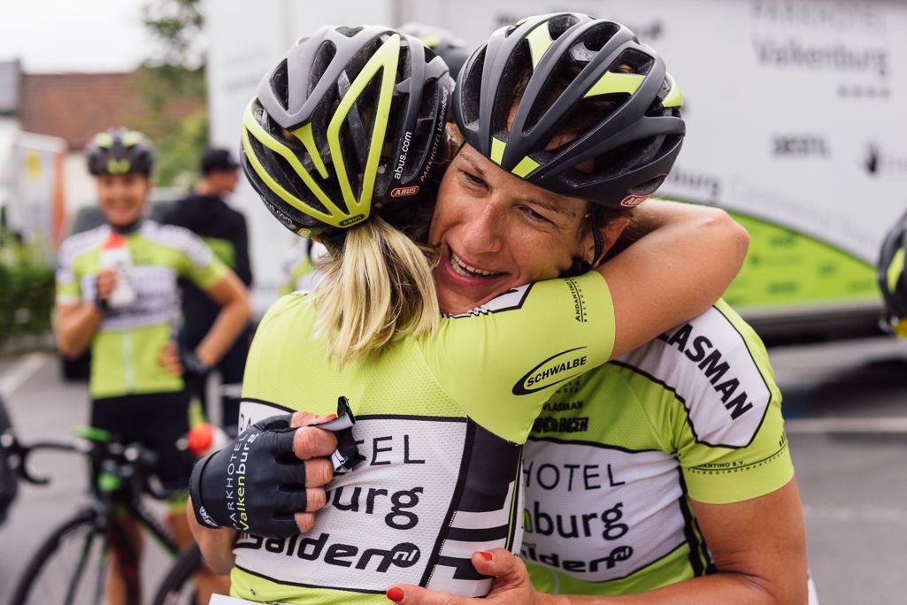 Natalie Van Gogh (Parkhotel Valkenburg Continental Team) celebrates with her teammate