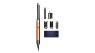 Dyson Airwrap Multi-Styler Complete Long and attachments in copper on a plain background