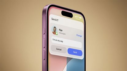 IPhone 17 in pink with Siri running on the screen