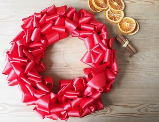 how to make a Christmas ribbon wreath, step 5