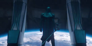 Ronan the Accuser looks out on Earth from a starship