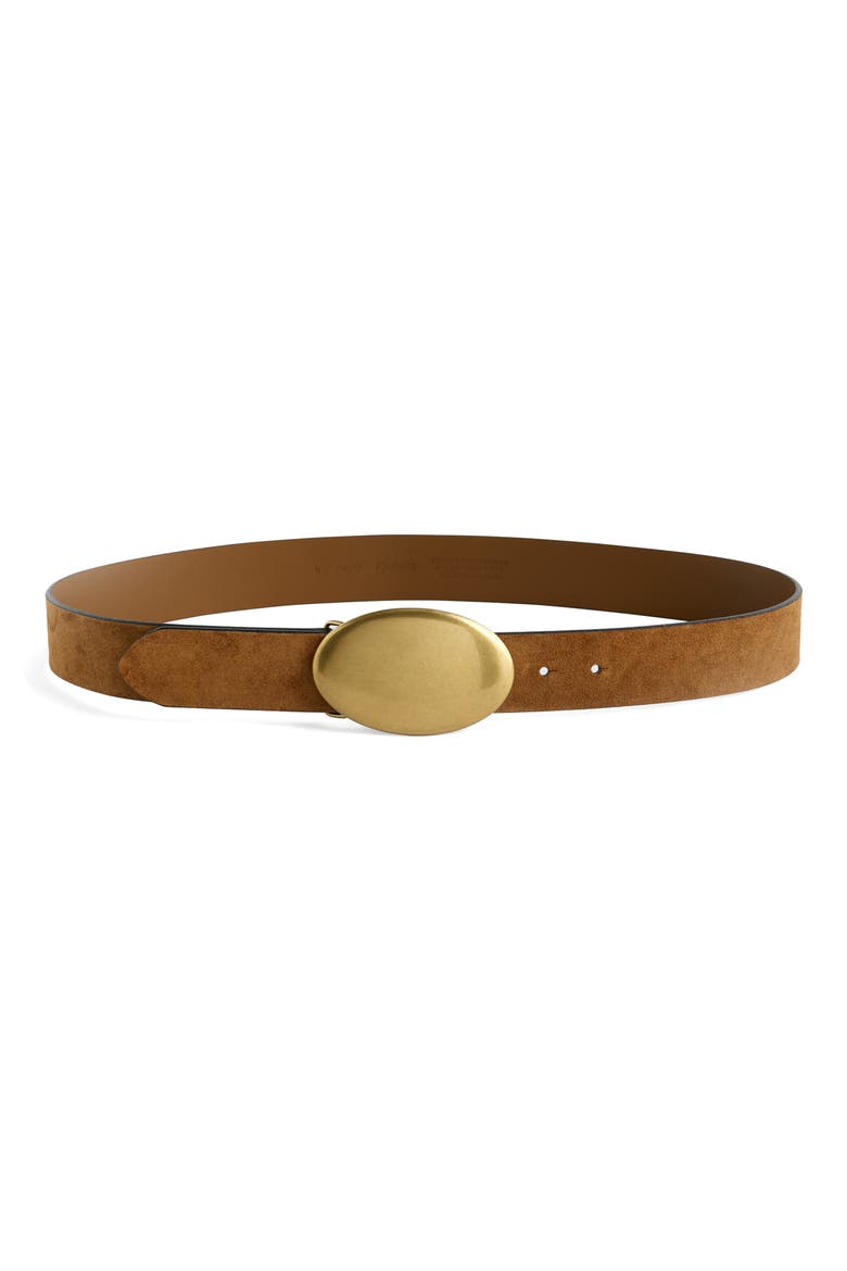 Oval Buckle Suede Belt