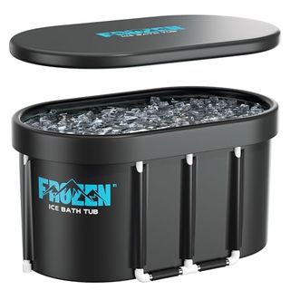 Isido Ice Bath Tub for Athletes With Cover, Xl 124 Gallons Capacity Portable Cold Plunge Tub for Cold Water Therapy and Recovery, Frozen Ice Baths at Home Outdoor Gyms - Oval