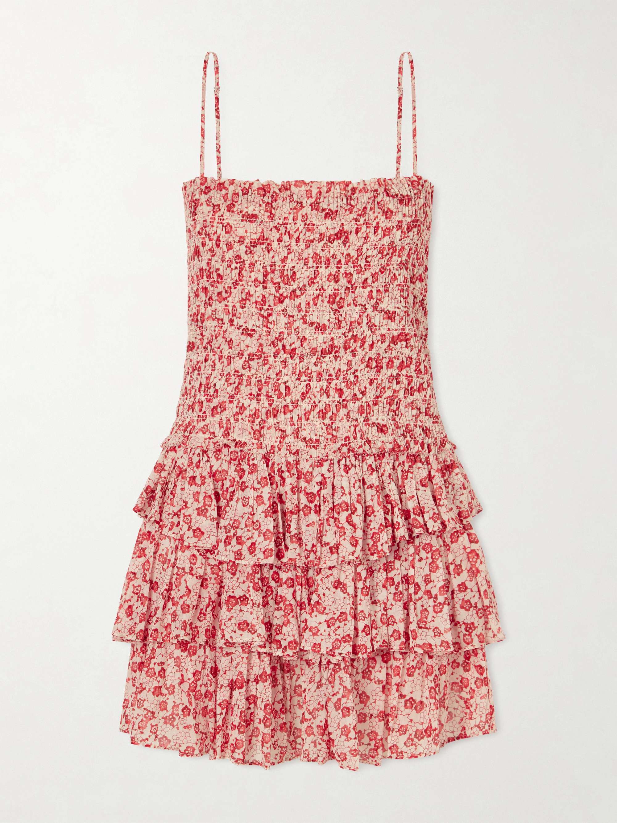 Elodie Floral-Print Ruffled Organic Cotton Mini Dress