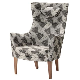 grey coloured chair with leaves prited
