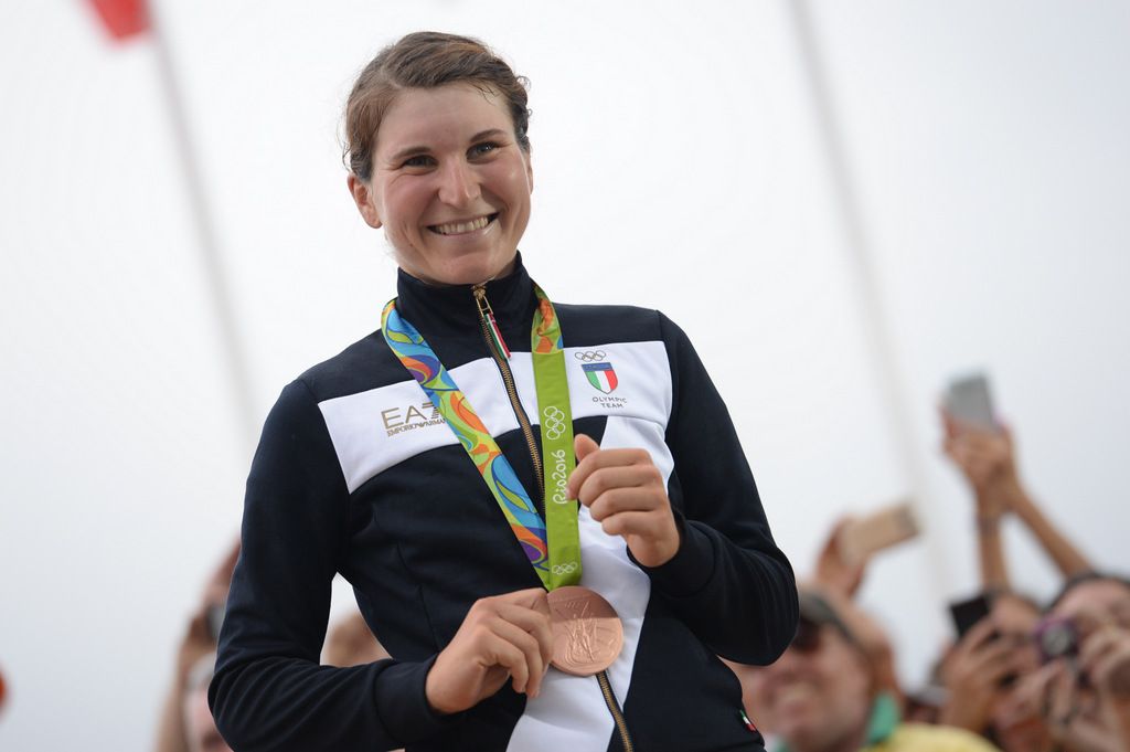 A thrilled Elisa Longo Borghini with her bronze medal
