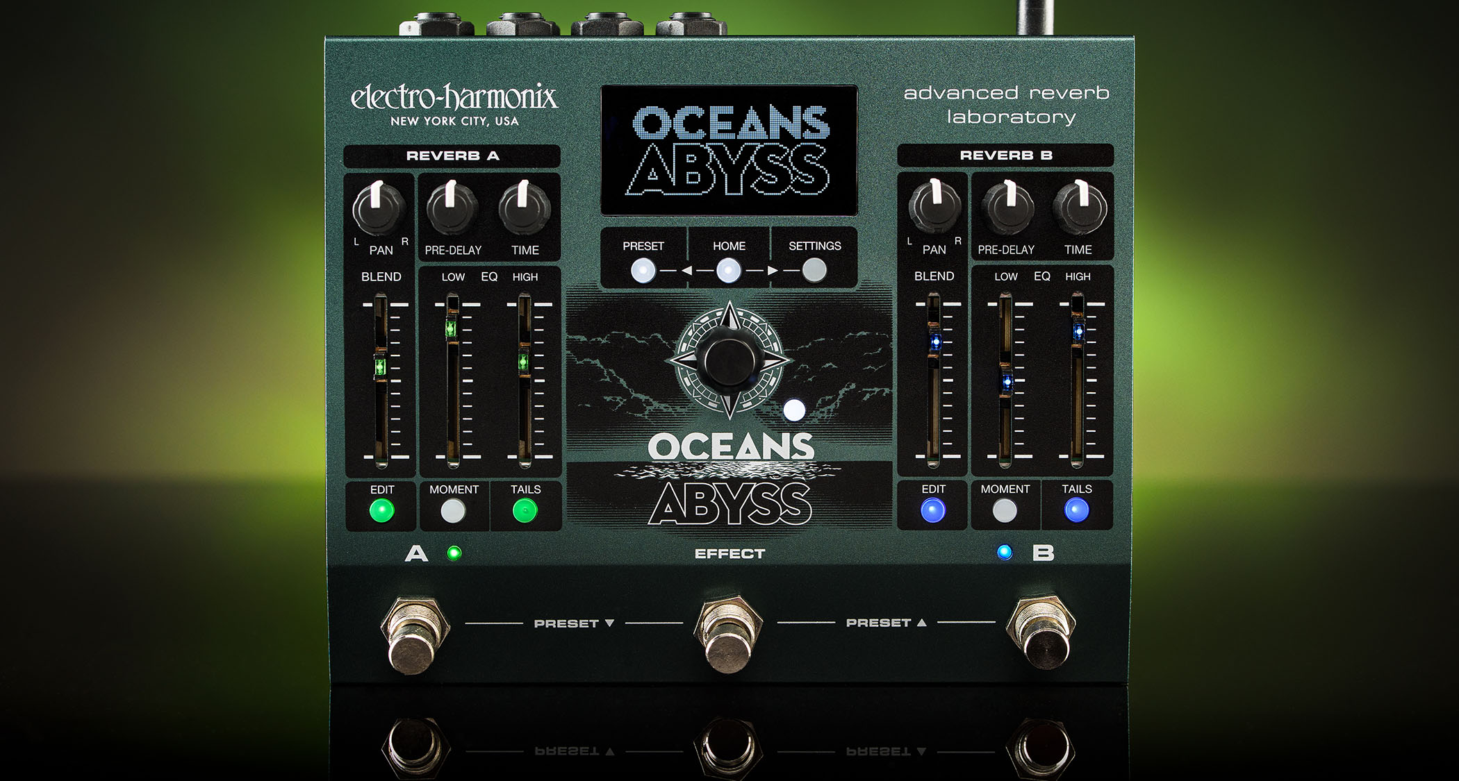 Electro-Harmonix Oceans Abyss Advanced Reverb Laboratory: not so much a reverb pedal as a MIDI-enabled workstation.