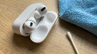 A photo of the cleaning equipment needed to clean Apple Airpods Pro