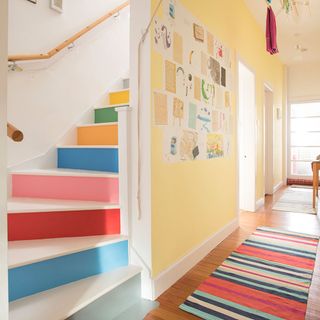 stairs with multicolour border