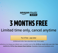 3 months Amazon Music Unlimited £30/$30 FREE
