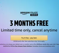 3 months Amazon Music Unlimited £30/$30 FREE