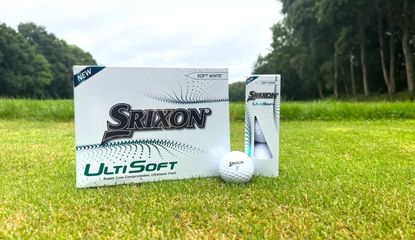 The Srixon Ultisoft golf ball on a green background