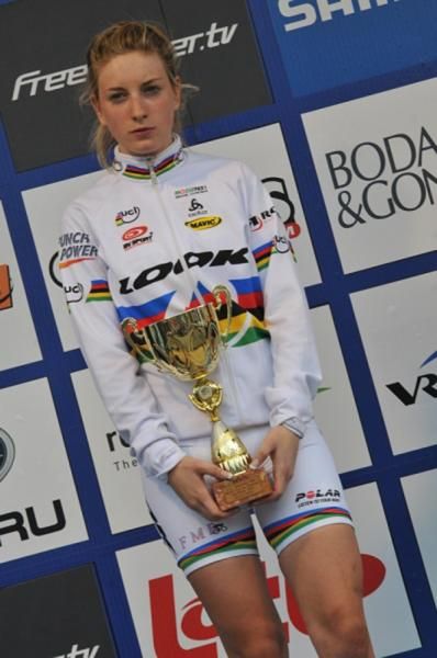 Pauline Ferrand Prevot (French National Team) on the podium in second.