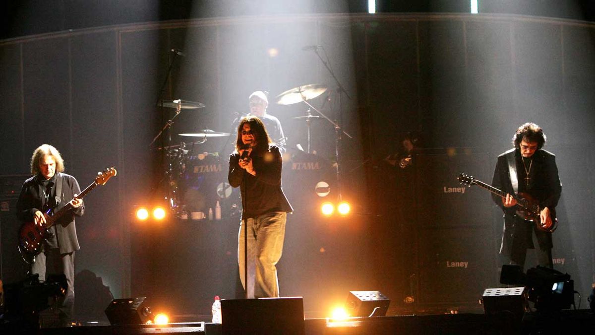 Black Sabbath onstage at the UK Music Hall Of Fame in 2005