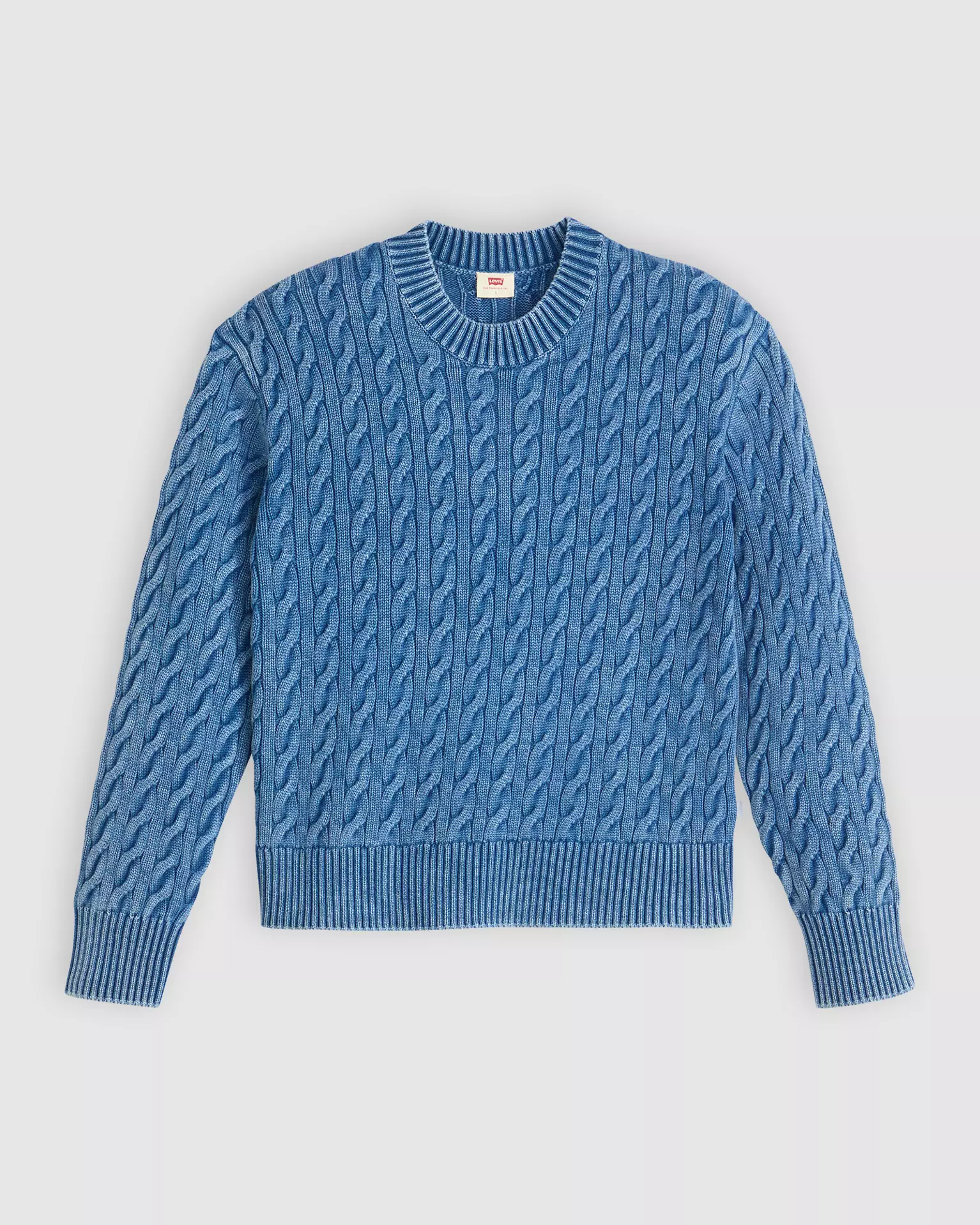 Levi&#039;s, Boyfriend Cable Crewneck Pullover in Indigo Blue