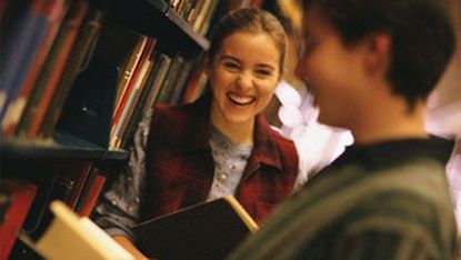 couple in a library