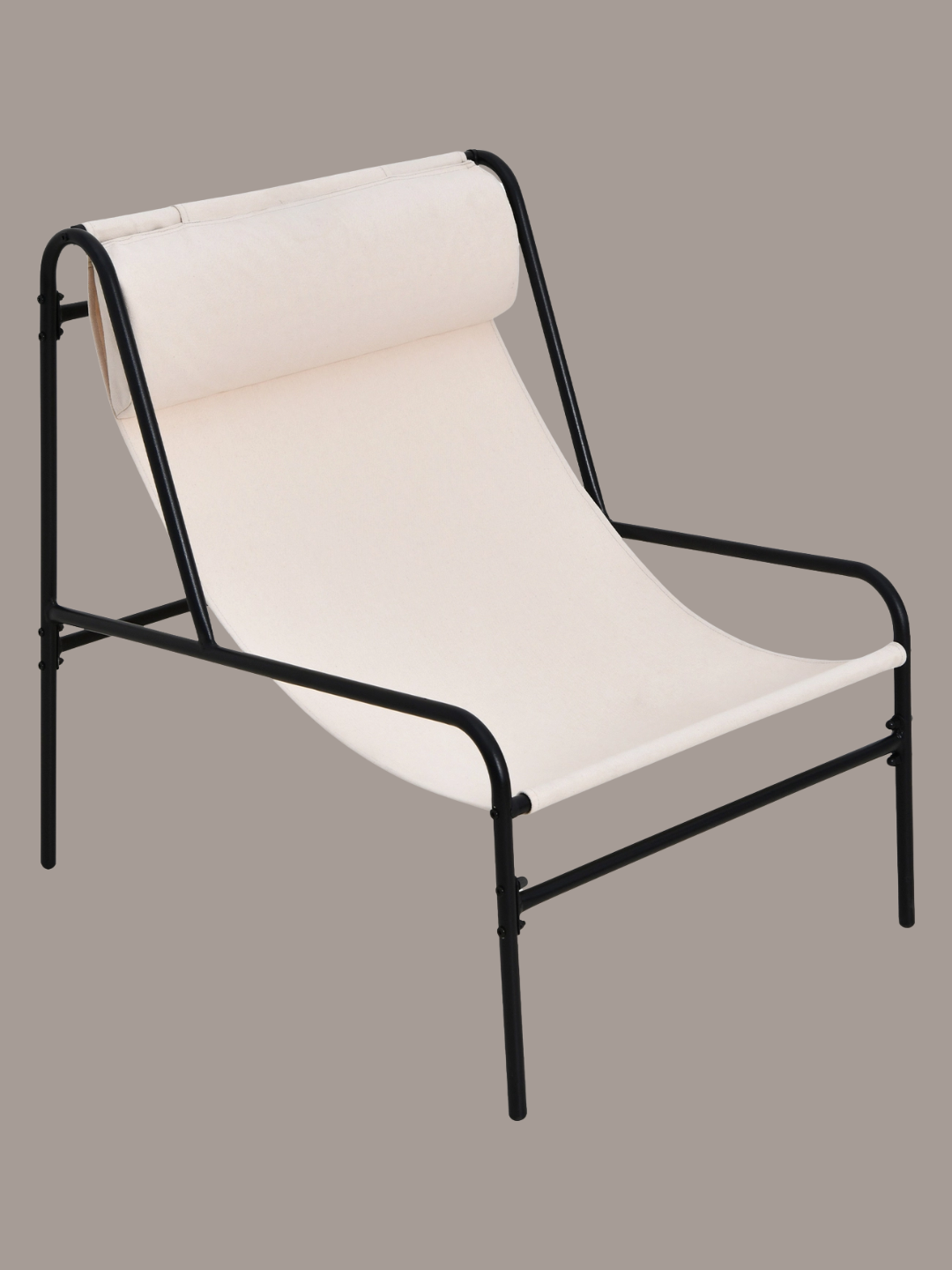 A cream garden chair with a black metal base from Habitat