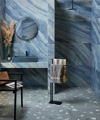 Marble Luxe Blue Shower Tiles by Ca Pietra