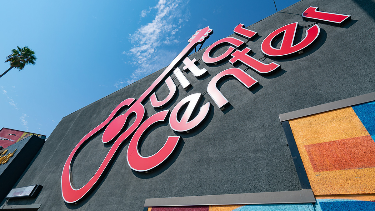 General views of the Hollywood Rock Walk at the Guitar Center on the Sunset Strip after the announcement of rock legend Eddie Van Halen's death on October 06, 2020 in Hollywood, California