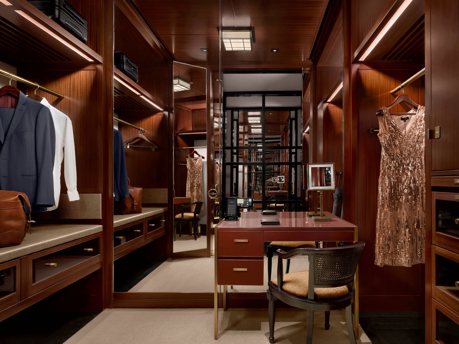 The mahogany dressing room in The Peninsula Hotel