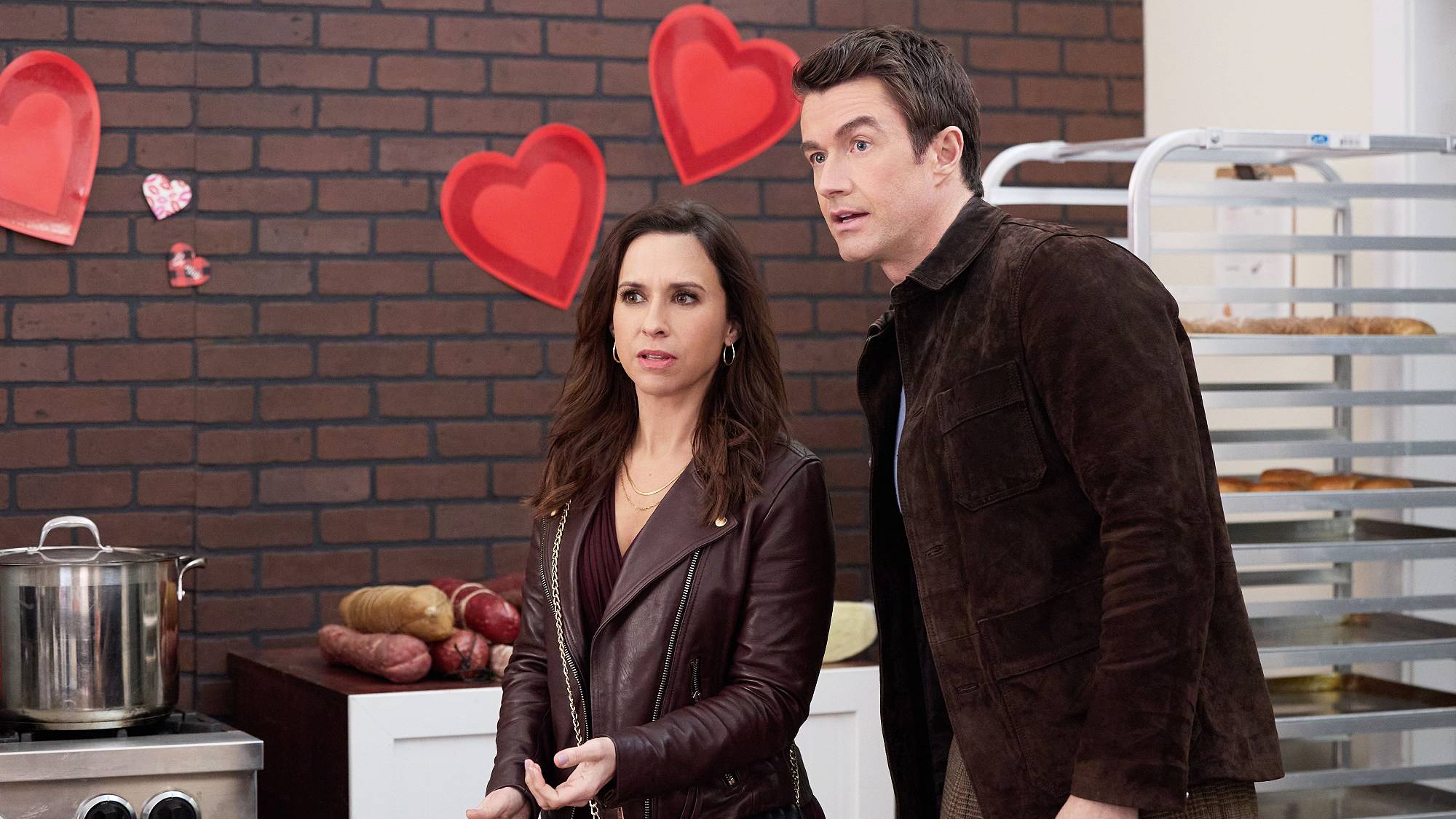 Lacey Chabert and Robert Buckley in "An Unexpected Valentine" movie (2025)