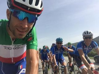 Vincenzo Nibali rides with the Italian national team