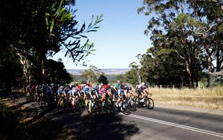BUNINYONG AUSTRALIA JANUARY 16 A general view of the peloton competing during the Australian Cycling National Championships 2022 Womens U23 and Elite Road Race a 1044km race from Buninyong to Buninyong AusCyclingAus on January 16 2022 in Buninyong Australia Photo by Con ChronisGetty Images