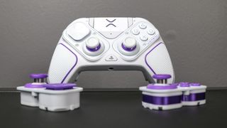 The Victrix Pro BFG Controller with PDP's new Hall Effect modules in front of it on a desk