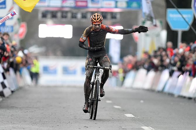 Wout Van Aert (Vastgoedservice - Golden Palace) takes a bow