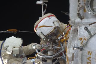 Cosmonauts Replace Aging Fluid Control Panel