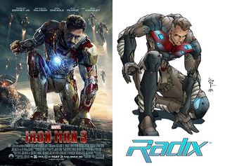 The Iron Man 3 poster and Radix drawing