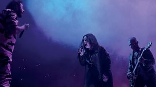 [from left] Post Malone, Ozzy and Andrew Watt perform at the Forum in Los Angeles