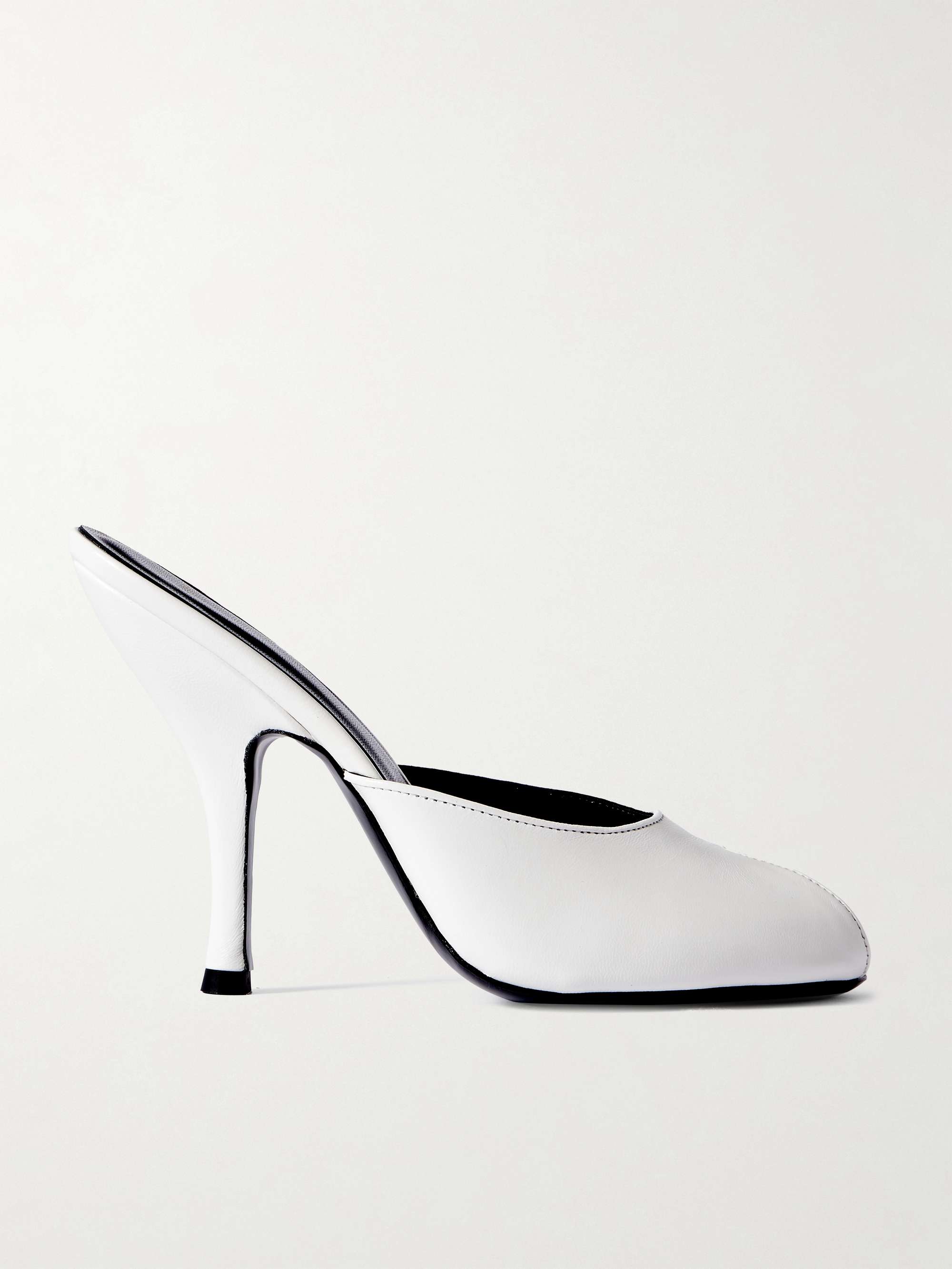 Date Cutout Leather Mules