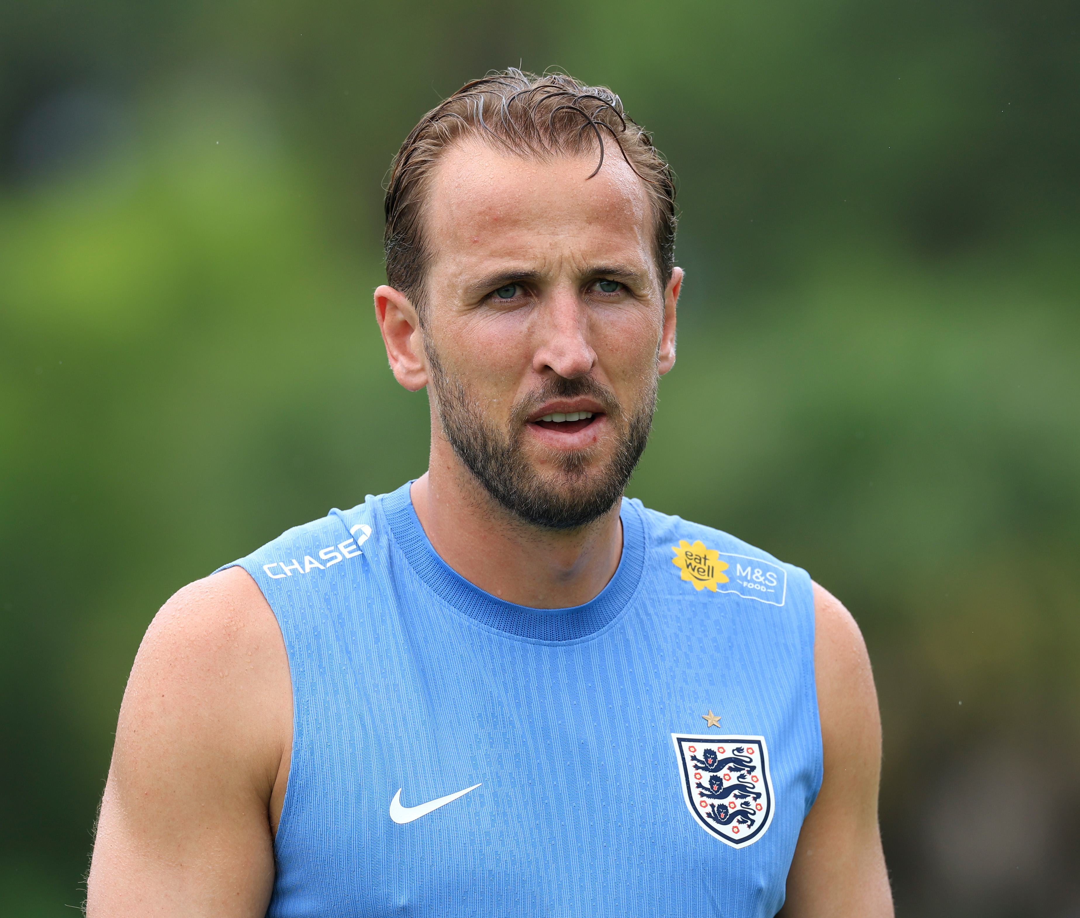 WEST PALM BEACH, FLORIDA - JUNE 03: Harry Kane of England looks on during a training session on June 03, 2026 in West Palm Beach, Florida. (Photo by Eddie Keogh - The FA/The FA via Getty Images)