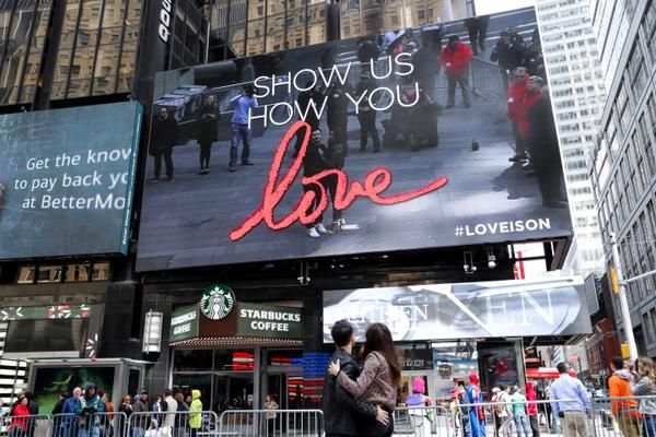 The Kiss Cam in Times Square.